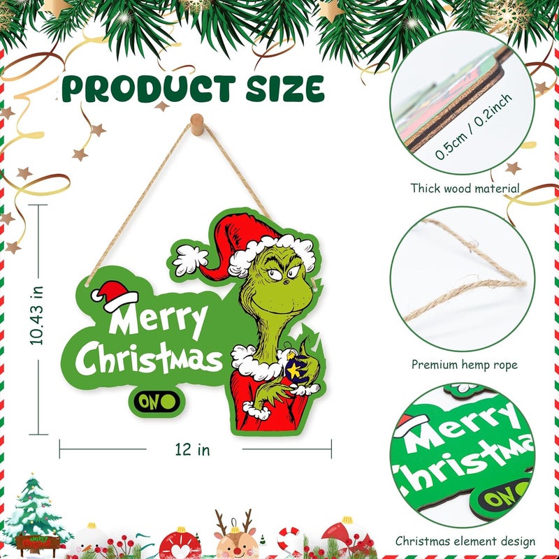 LOCOLY Christmas Decorations Hanging Sign, Wooden Christmas Decor Door Sign for for Holiday Xmas Door Wall Tree Decorations Indoor Outdoor - Image 3